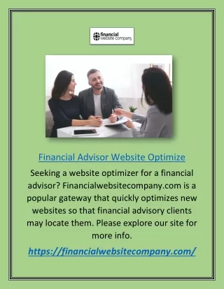 Financial Advisor Website Optimize | Financialwebsitecompany.com