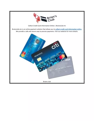 Collect Credit Card Information Online | Brainsclub.mn