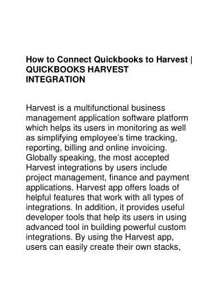 how to connect quickbooks to harvest quickbooks