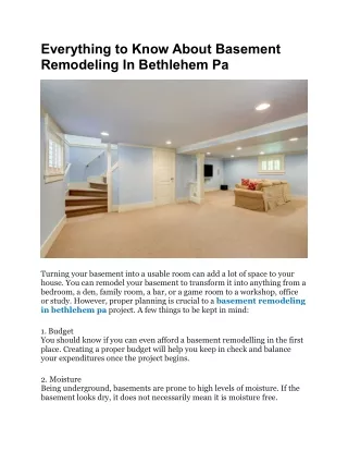Everything to Know About Basement Remodeling In Bethlehem Pa