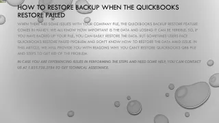 how to restore backup when the quickbooks restore failed