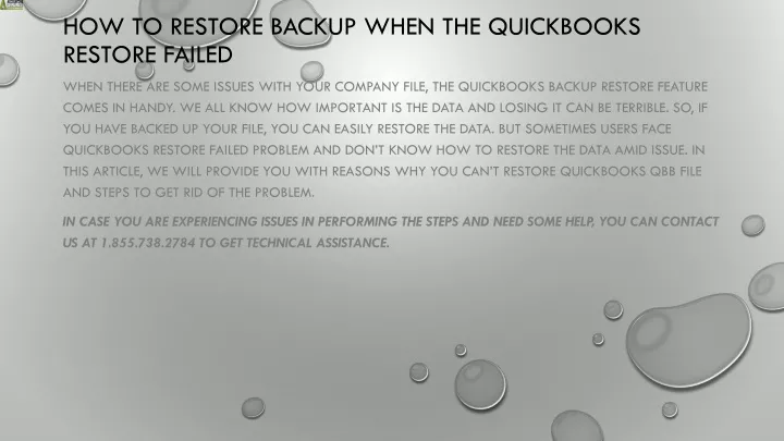 how to restore backup when the quickbooks restore failed