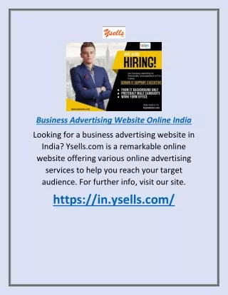 Business Advertising Website Online India | Ysells.com