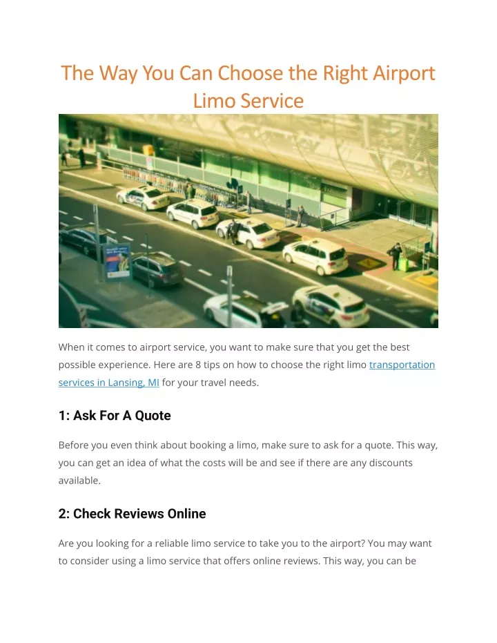 the way you can choose the right airport limo