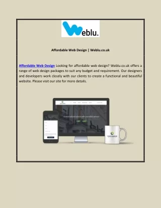 Affordable Web Design | Weblu.co.uk