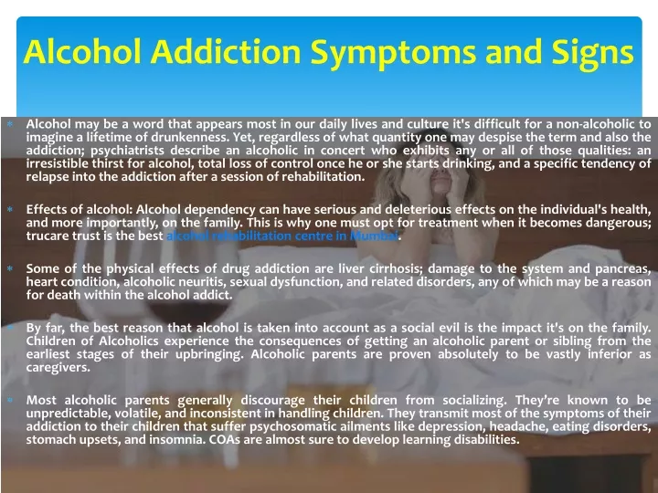 alcohol addiction symptoms and signs