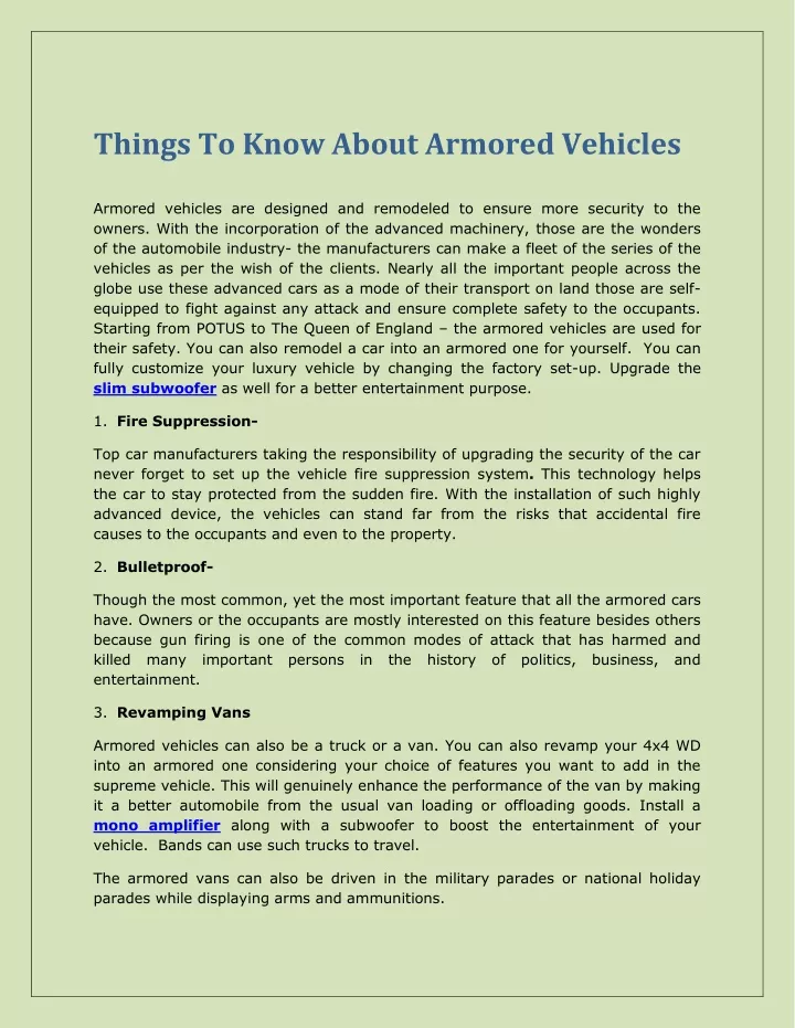 things to know about armored vehicles