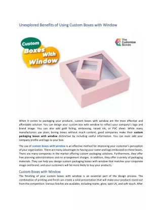 unexplored benefits of using custom boxes with