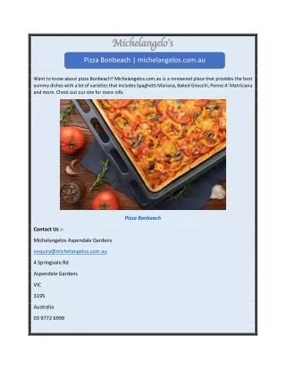 pizza bonbeach michelangelos com au