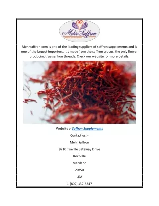 Saffron Supplements  Mehrsaffron.com