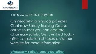 chainsaw safety and operation
