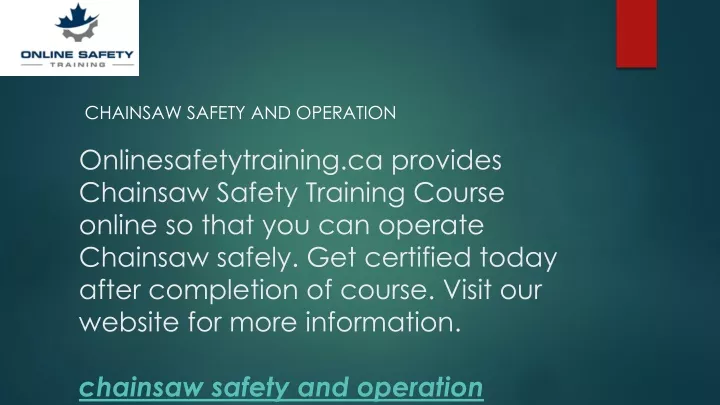 chainsaw safety and operation
