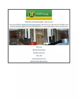 Wholesale Landscaping Supplies | Nyp-corp.com