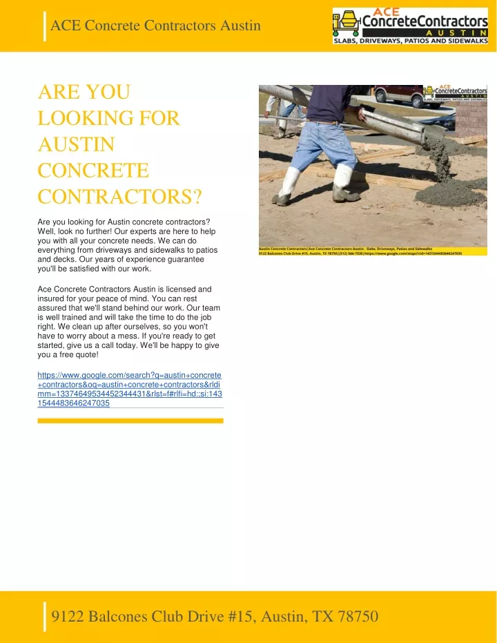 ace concrete contractors austin