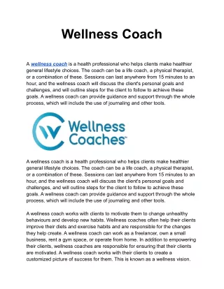 Wellness Coach
