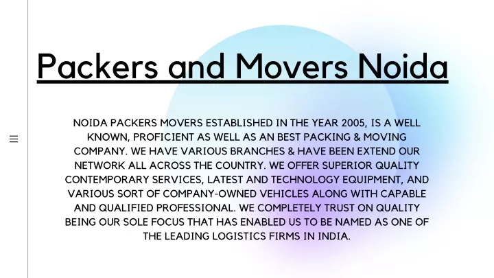 packers and movers noida