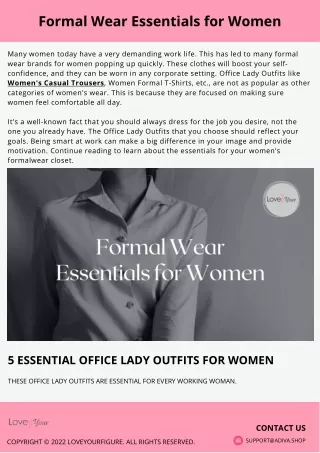 Formal Wear Essentials for Women