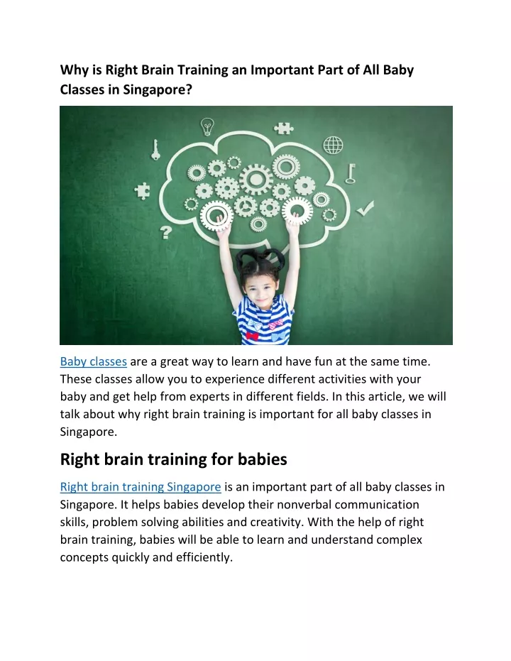 why is right brain training an important part