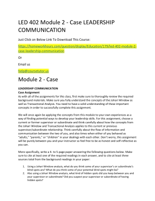 led 402 module 2 case leadership communication