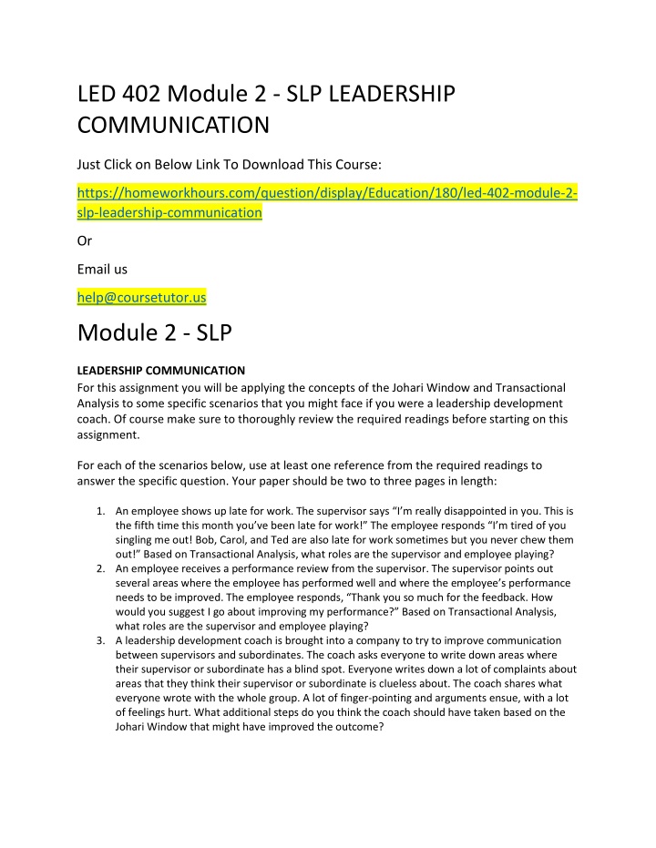 led 402 module 2 slp leadership communication