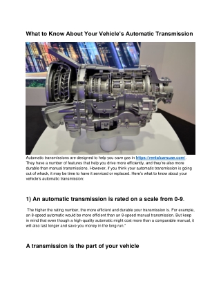 What to Know About Your Vehicle’s Automatic Transmission