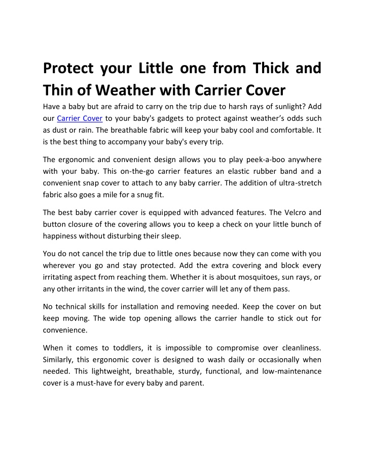 protect your little one from thick and thin