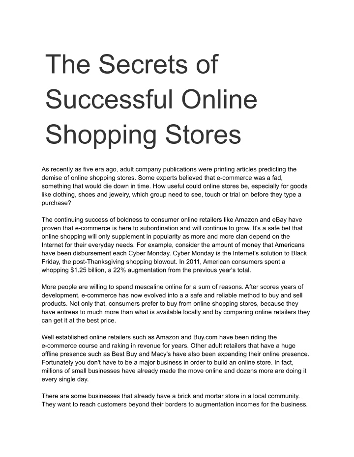 the secrets of successful online shopping stores