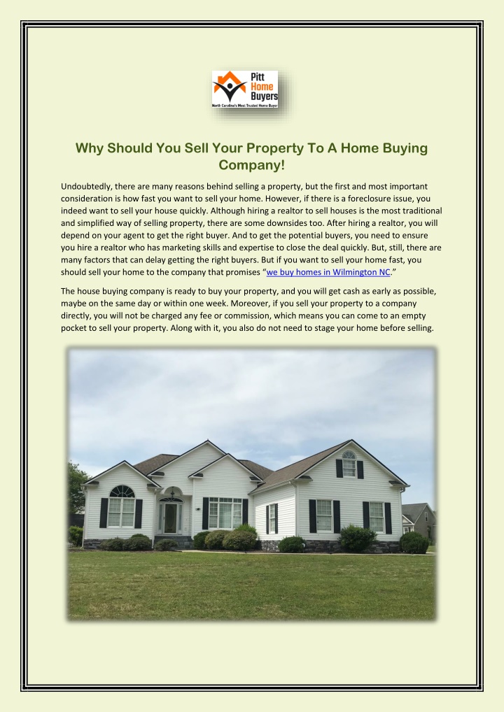 why should you sell your property to a home