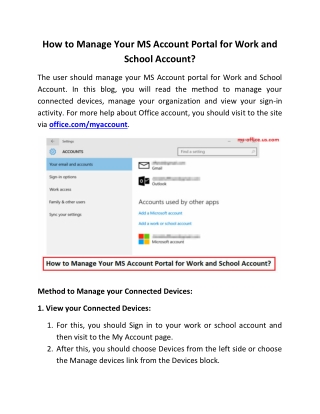 how to manage your ms account portal for work