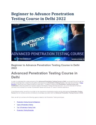 beginner to advance penetration testing course