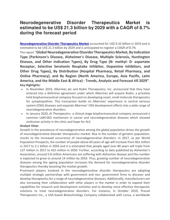 neurodegenerative estimated to be us 21 3 billion