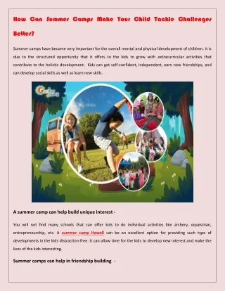 how can summer camps make your child tackle