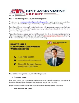 how to hire a management assignment writing