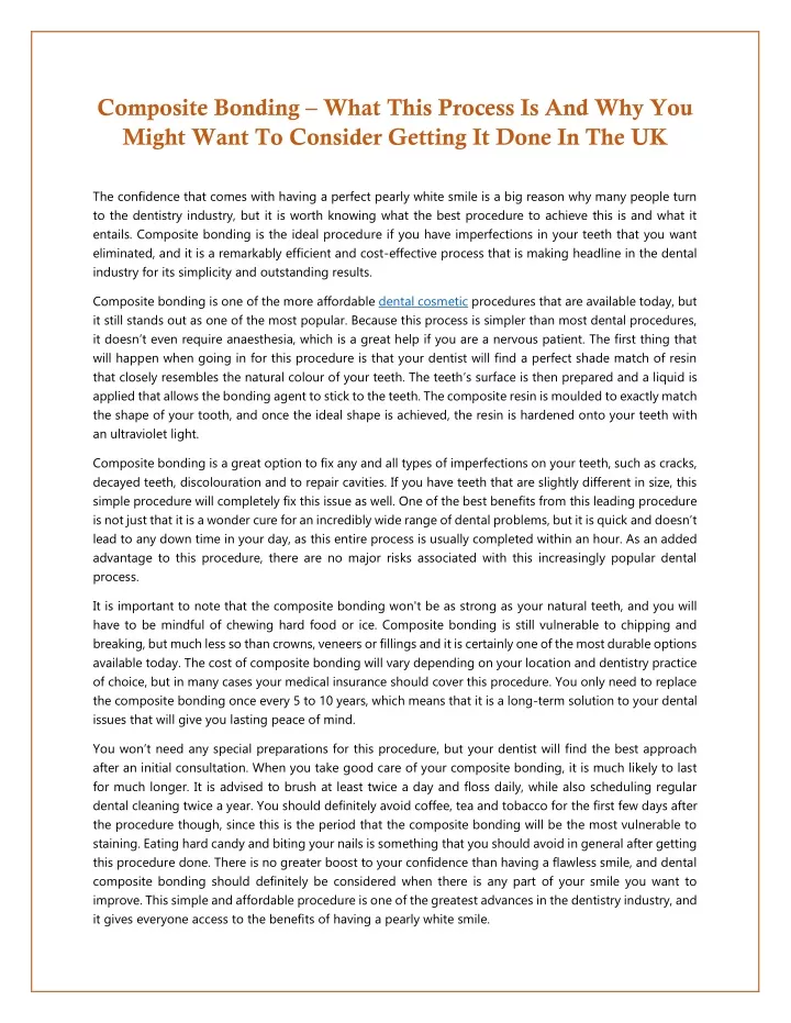 composite bonding what this process