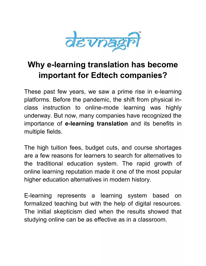 why e learning translation has become important