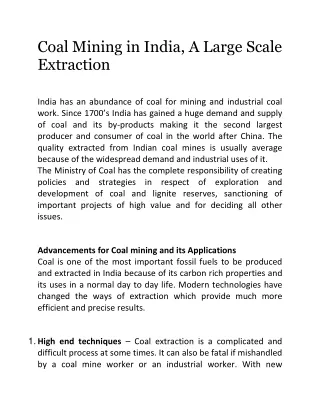 coal mining in india a large scale extraction