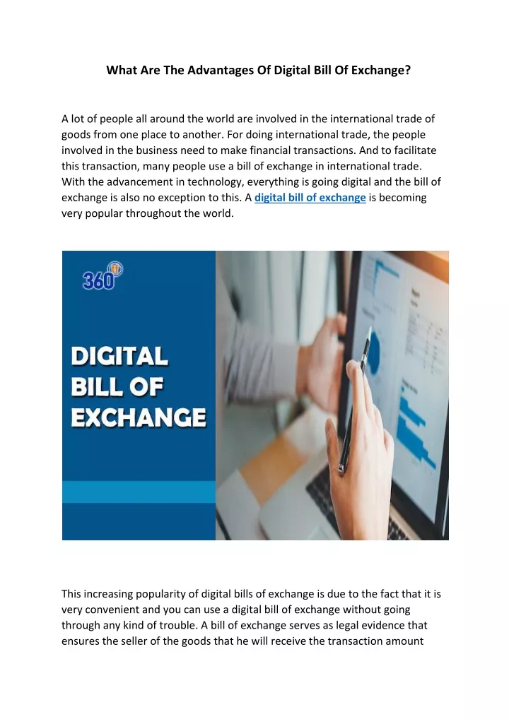 what are the advantages of digital bill