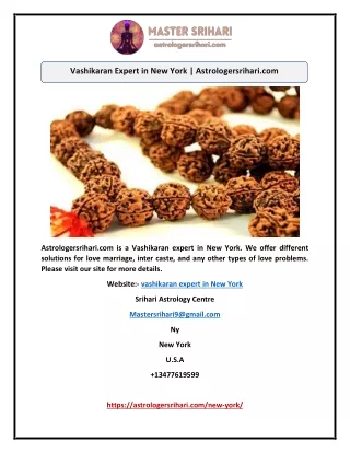 Vashikaran Expert in New York | Astrologersrihari.com