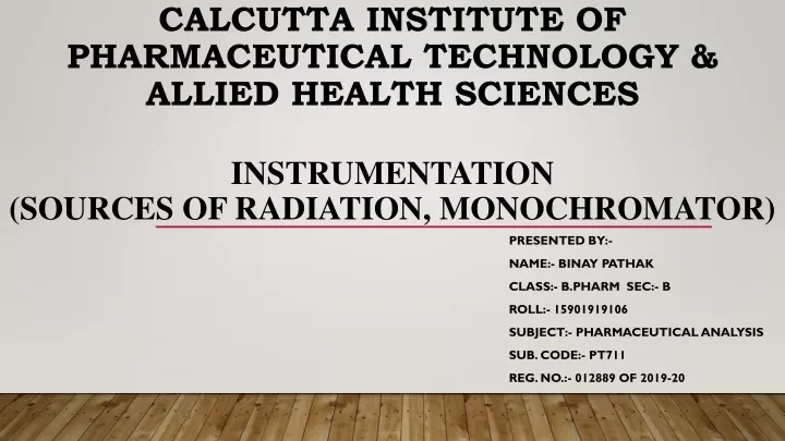 calcutta institute of pharmaceutical technology