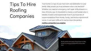 Tips To Hire Roofing Companies