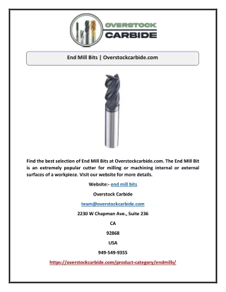 End Mill Bits | Overstockcarbide.com