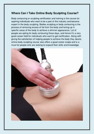Where can I take online body sculpting course
