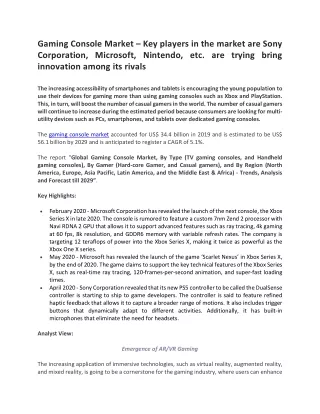 gaming console market key players in the market