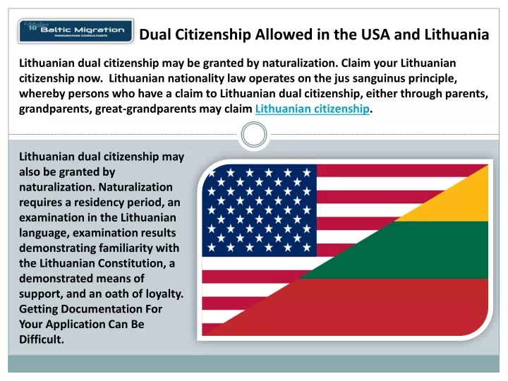 dual citizenship allowed in the usa and lithuania