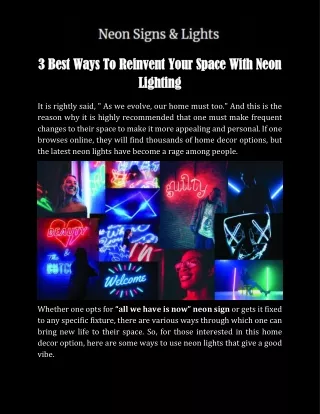 Reinvent Your Space With Modern Neon Signs Lights Online