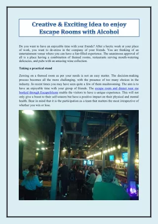 creative exciting idea to enjoy escape rooms with
