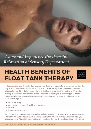 Health Benefits of Float Tank Therapy