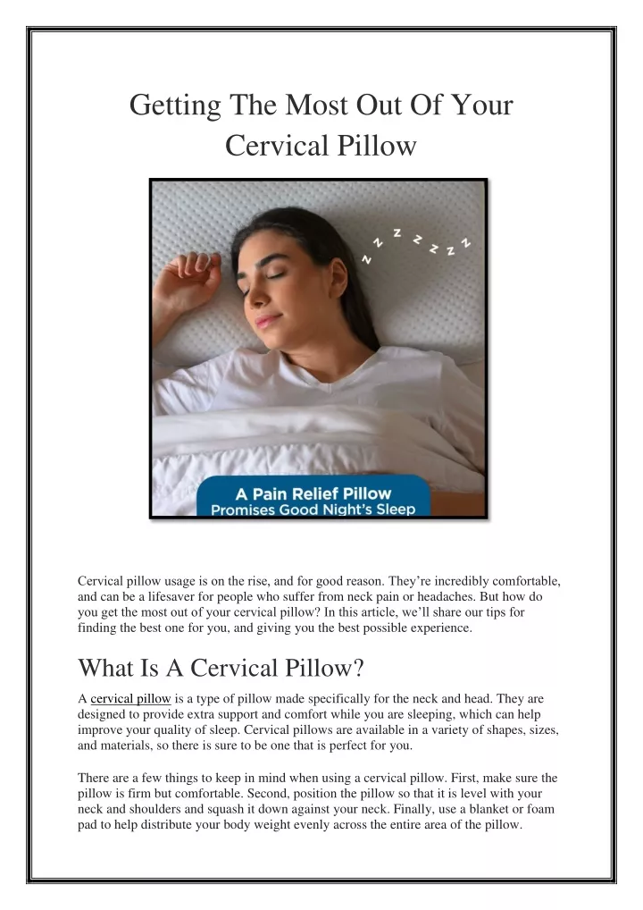 getting the most out of your cervical pillow