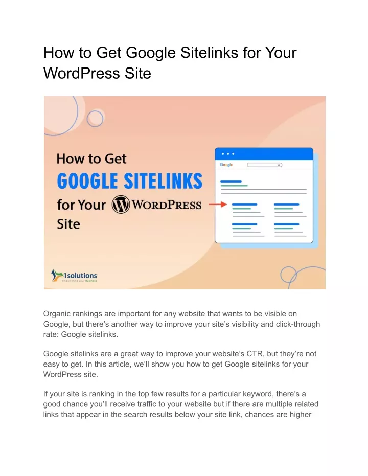 how to get google sitelinks for your wordpress