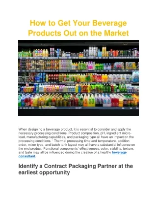 How to Get Your Beverage Products Out on the Market